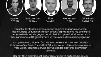 Arama Kurtarma Derneğince (AKUT), Eskişehir’deki orman yangınında hayatını kaybeden 5
