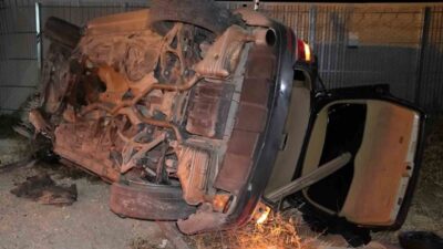Aksaray’da alkollü sürücünün kullandığı otomobil, önünde seyreden yabancı plakalı gurbetçi