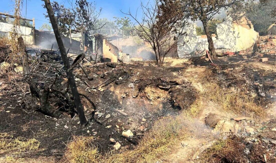 Ankara’nın Mamak ilçesinde ağaçlık alanda çıkıp gecekondulara sıçrayan yangın, itfaiye
