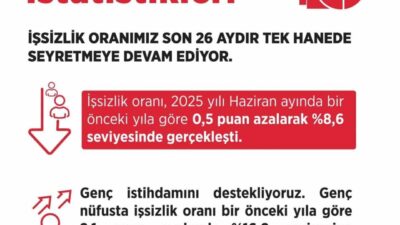 Çalışma ve Sosyal Güvenlik Bakanlığı, işsizlik oranının haziran ayında geçen