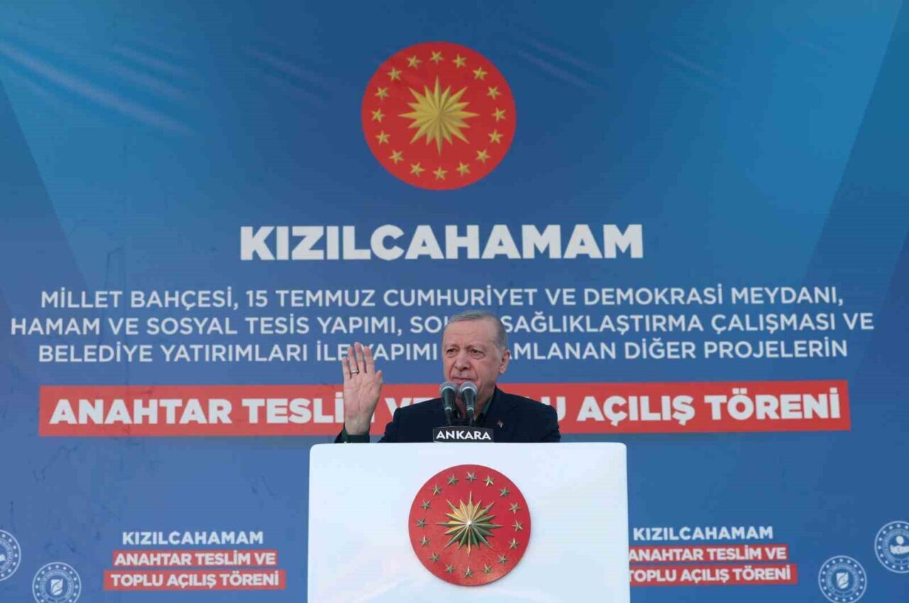 Cumhurbaşkanı Recep Tayyip Erdoğan, Ankara Kızılcahamam’da düzenlenen toplu açılış ve