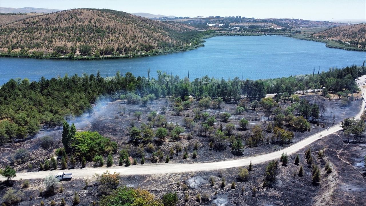 Başkent Ankara’da bulunan Eymir Gölün’deki yangının kontrol altına alınmasının ardından,