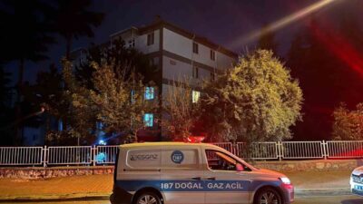 Eskişehir’de gece geç saatlerde bir site içindeki apartmanda doğal gaz