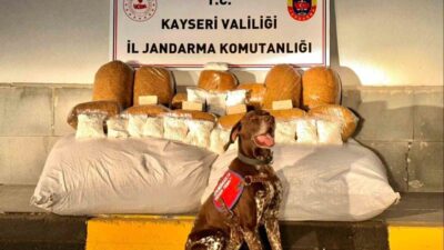Kayseri’de jandarma ekipleri tarafından yapılan çalışmalarda bir otobüste 450 kilogram