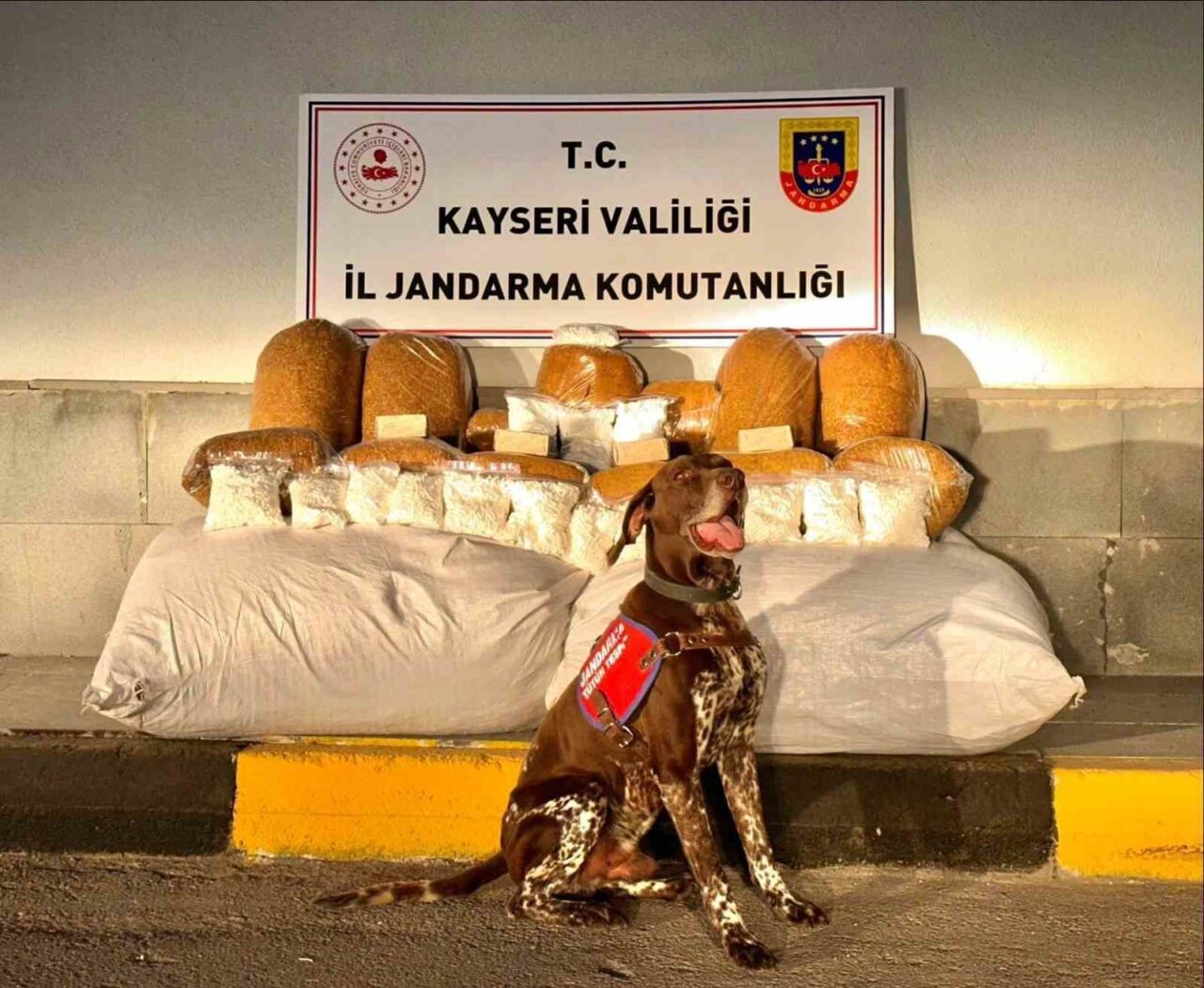 Kayseri’de jandarma ekipleri tarafından yapılan çalışmalarda bir otobüste 450 kilogram