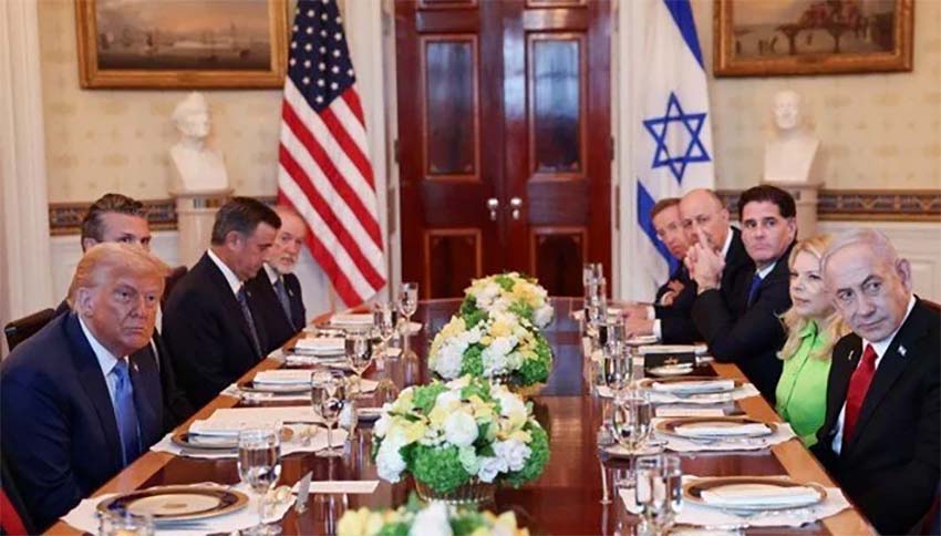 ABD Başkanı Donald Trump ile İsrail Başbakanı Binyamin Netanyahu, Beyaz