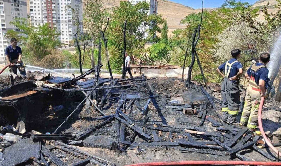 Ankara Mamak'ta otluk alanda çıkan yangının bir gecekondunun bahçesine sıçraması
