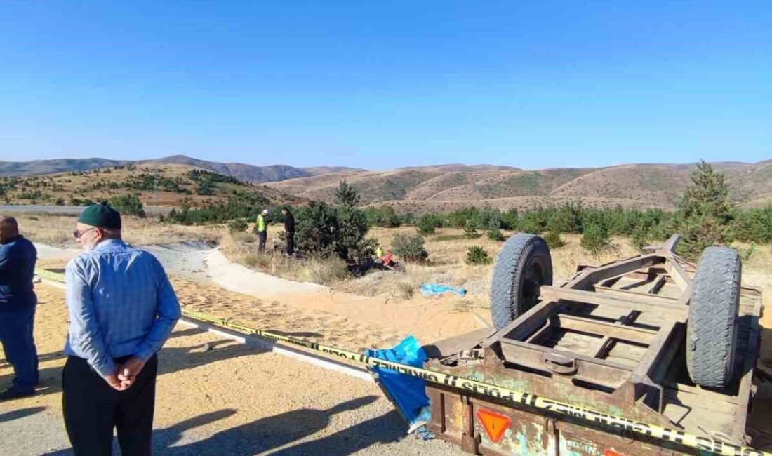 Sivas´ta buğday yüklü traktör devrildi, kazada 2 kişi hayatını kaybetti.
