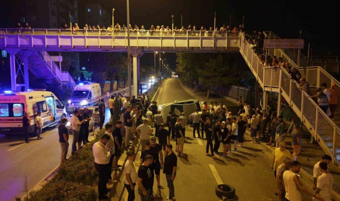 Kırıkkale’de kontrolden çıkan otomobil, üst geçidin korkuluklarına çarparak hurdaya döndü.