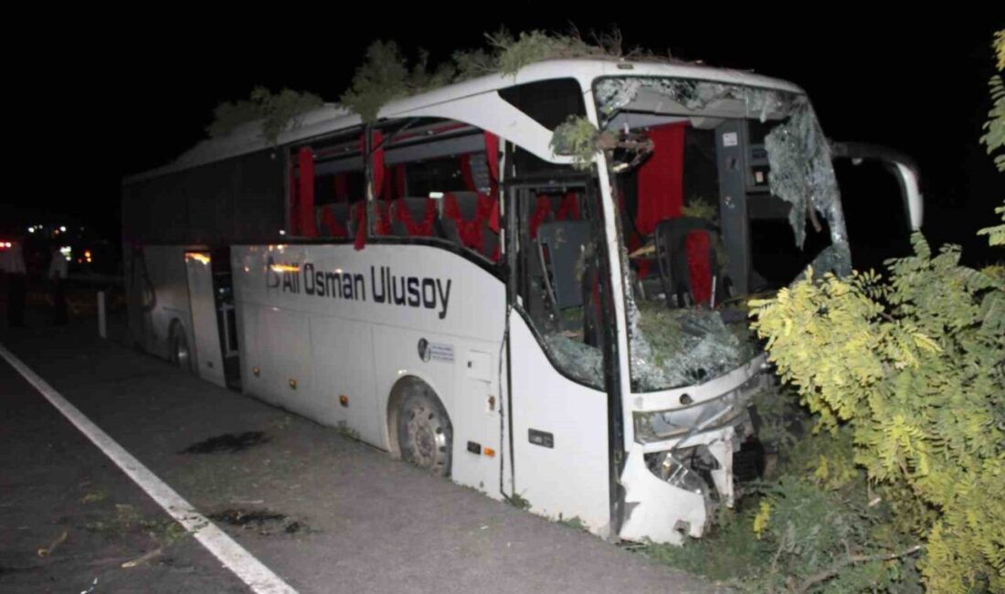 Kayseri’de yolcu otobüsünün yoldan çıkarak orta refüjdeki ağaçlara çarpması sonucu
