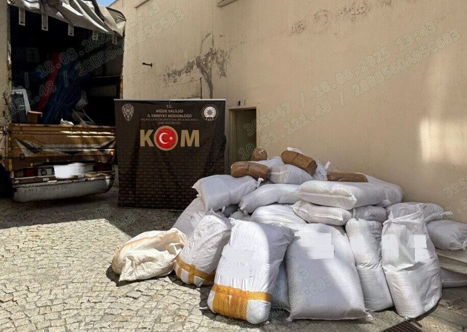 Niğde İl Emniyet Müdürlüğü ekiplerince yapılan çalışmalarda bin 600 kilo