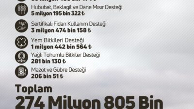 Tarım ve Orman Bakanı İbrahim Yumaklı, çiftçilere 274 milyon 805