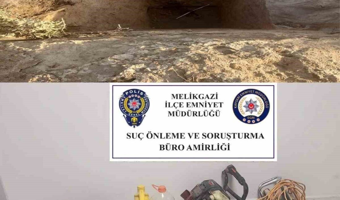 Kayseri’de polis ekipleri tarafından yapılan çalışmalarda; kaçak kazı yapan 4