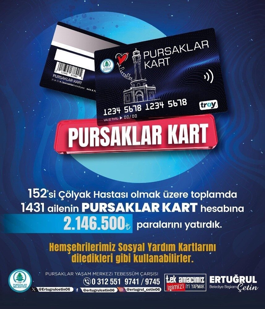 Ankara'nın Pursaklar Belediyesi, sosyal belediyecilik anlayışı çerçevesinde ihtiyaç sahibi ailelere