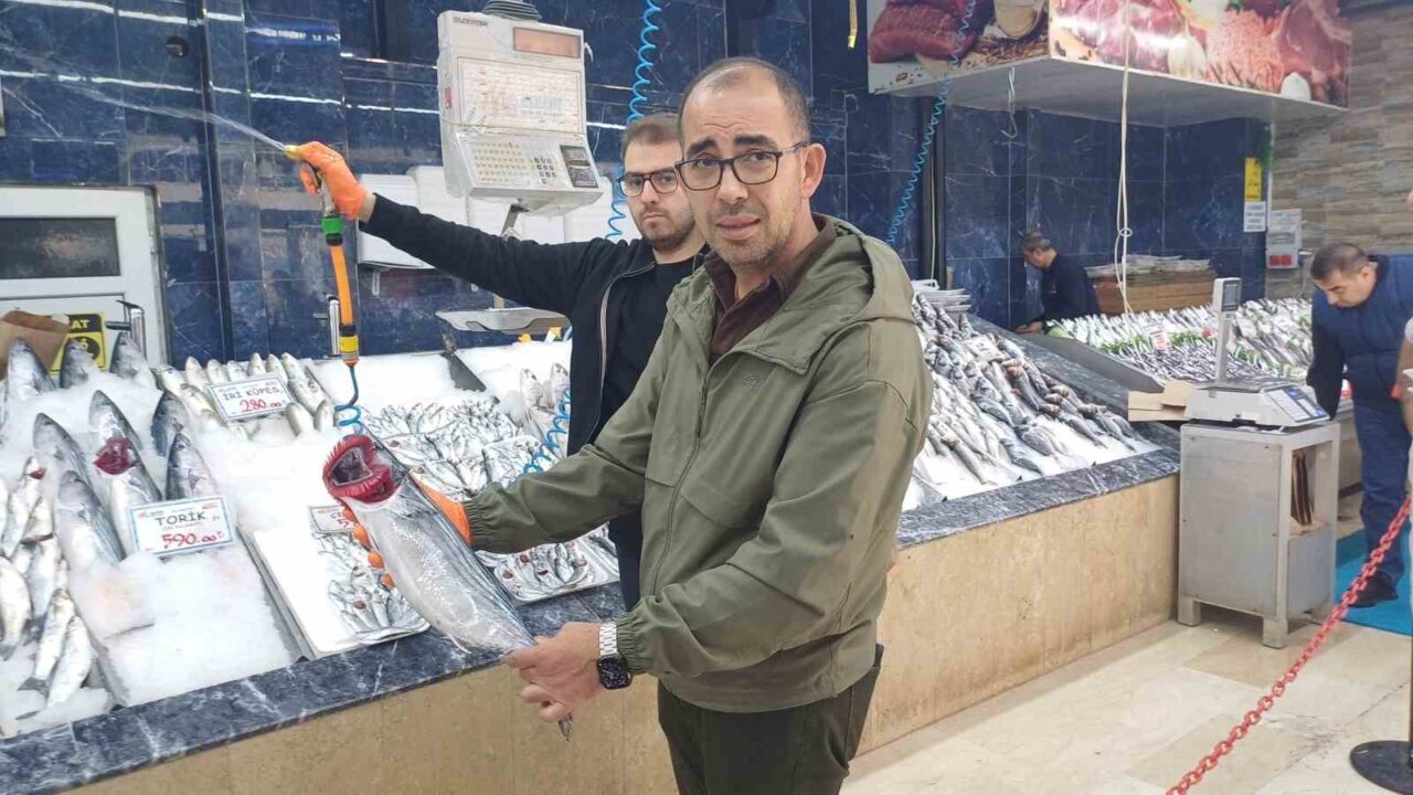 Kayseri’de balıkçı tezgahlarında hamsi bolluğu yaşanırken, kilosu 100 TL ile