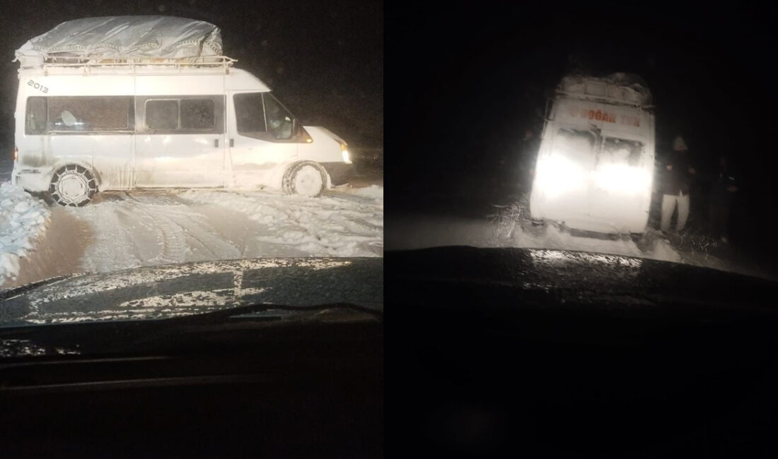 Siirt’in Pervari ilçesinde kar ve tipiden dolayı mahsur kalan yolcu